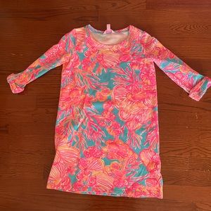Lilly Pulitzer Girls Pink Blue Beachy Dress Size XL 12-14